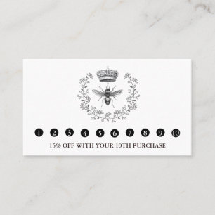 Queen Bee & Crown Apiary Honey Products Farm White Loyalty Card