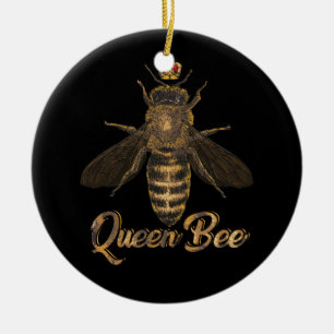 Queen Bee Crown Beekeeping Honey Lover Bee Keeper Ceramic Tree Decoration