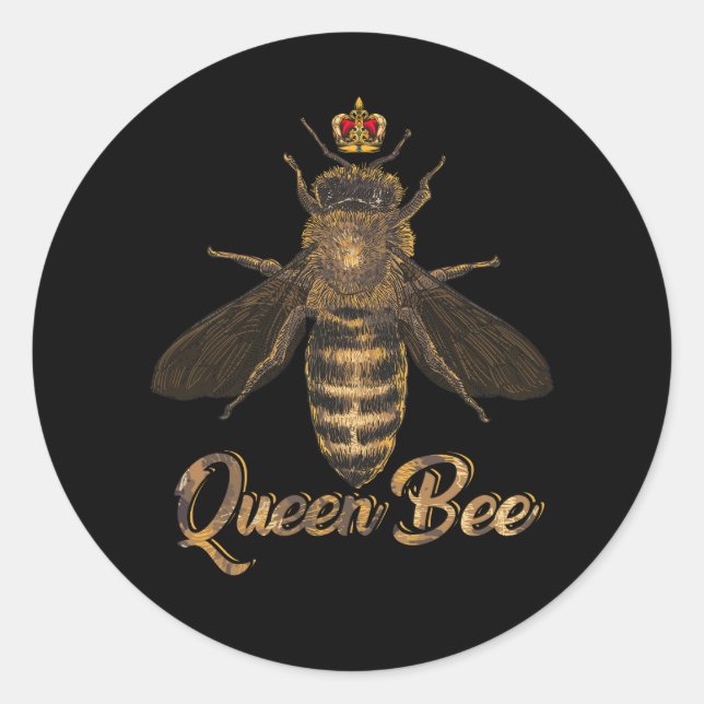 Queen Bee Crown Beekeeping Honey Lover Bee Keeper  Classic Round Sticker (Front)