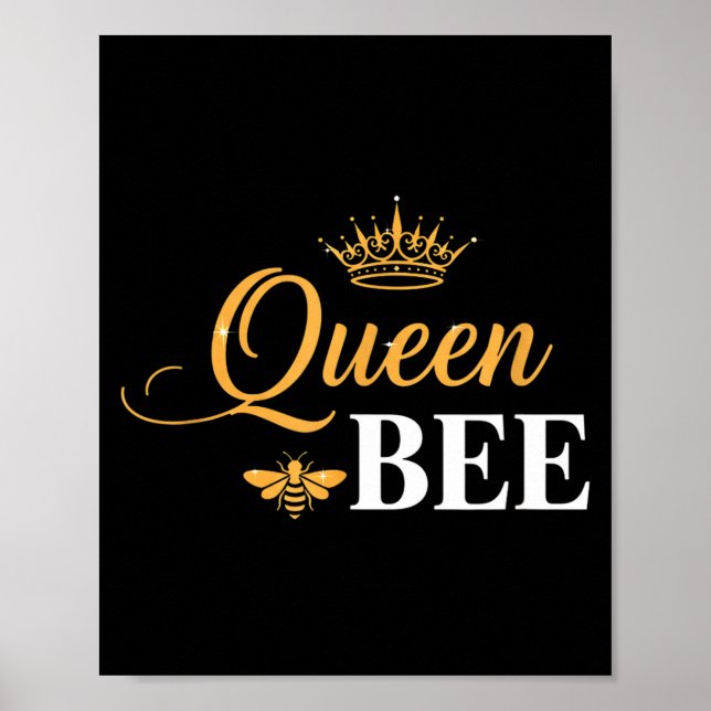 Queen bee crown script feminine nature insect love poster (Front)