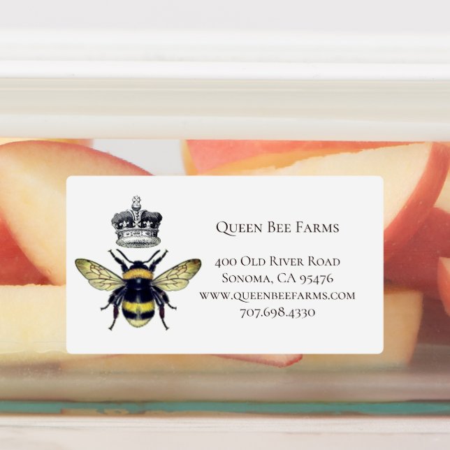 Queen Bee Crown White Labels (Affixed)