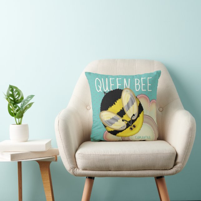 Queen Bee Cute Bumble Bee Personalised Cushion (Chair)