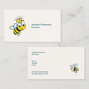 Queen Bee Cute Bumble Bee with Crown Business Card