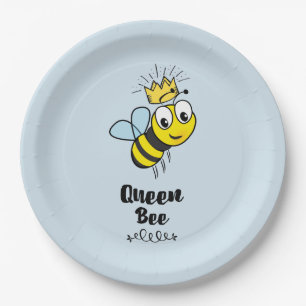 Queen Bee Cute Bumble Bee with Crown Paper Plate