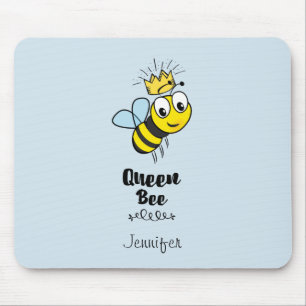Queen Bee Cute Bumble Bee with Crown Personalised Mouse Mat