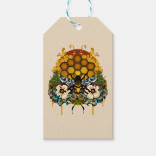 Queen Bee Floral Honeycomb Botanical Garden Gift Tags