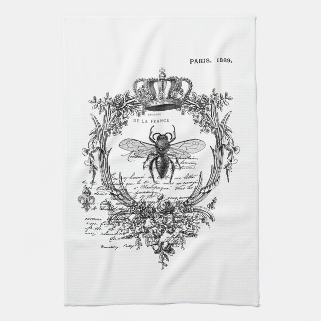 Queen Bee French Collage Kitchen Towel (Vertical)