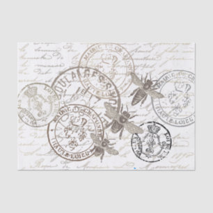 Queen Bee French Postmark French Script Decoupage  Tissue Paper