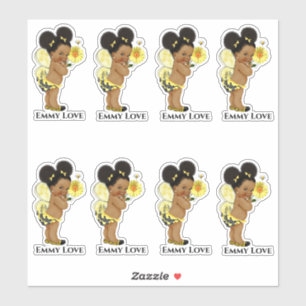 Queen Bee Girl Wings Yellow Black Stripes Sticker