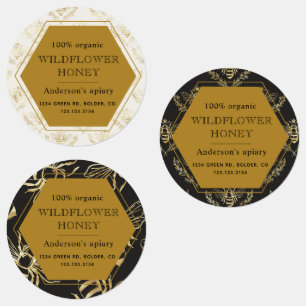 queen bee gold apiary adhesive honey jar