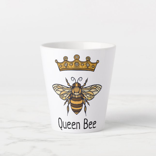 Queen Bee Gold Crown Latte Mug (Front)