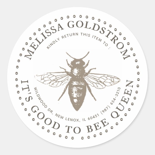 Queen Bee Good to be Queen Property ID Sticker (Front)