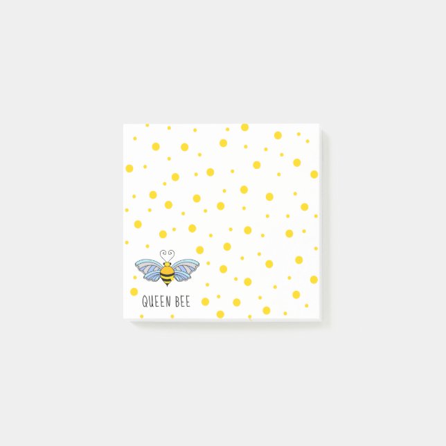 Queen Bee Honey Bee Yellow Dots Monogrammed 3x3 Post-it Notes (Front)
