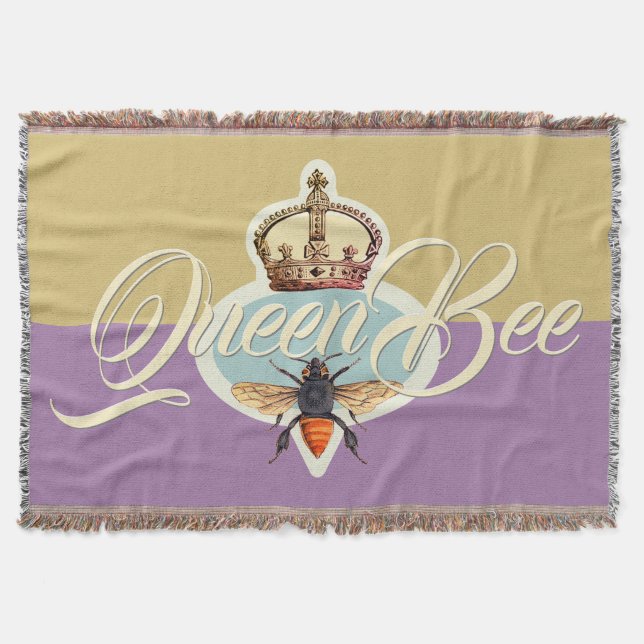 Queen Bee Honey Gold Throw Blanket (Front)