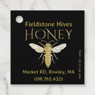 Queen Bee Honey Gold Vintage Bee Label Tag