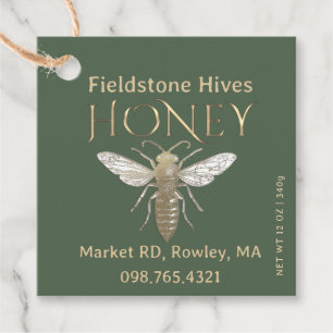 Queen Bee Honey Gold Vintage Bee Label Tag