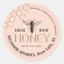 Queen Bee Honey Jar Label Local Raw Hand Bottled