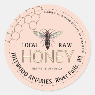 Queen Bee Honey Jar Label Local Raw Hand Bottled 