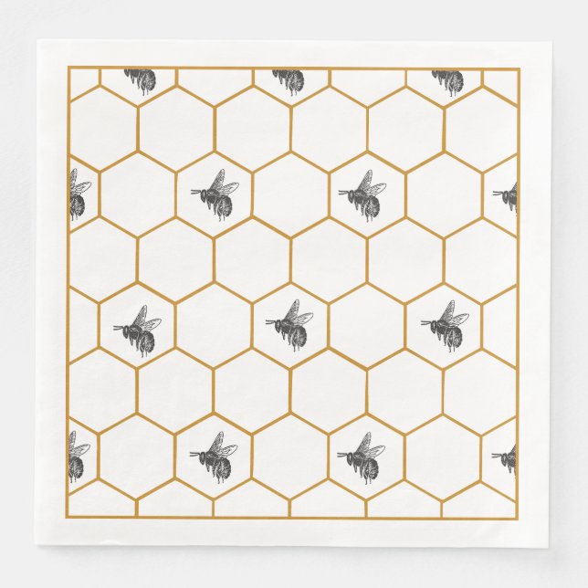 Queen Bee & Honeycomb Napkins (Front)