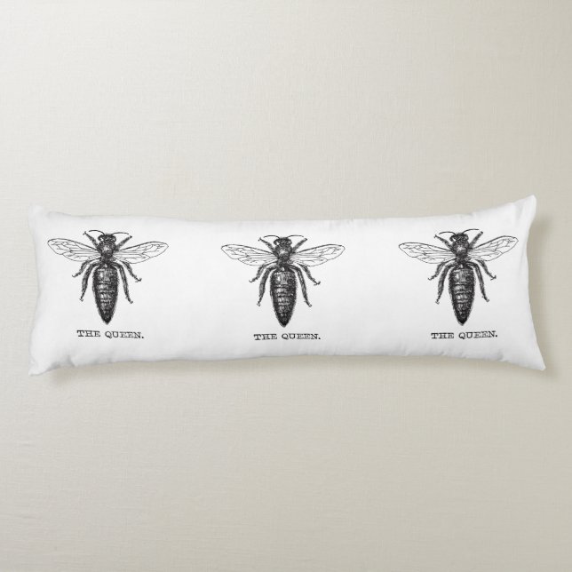 Queen Bee Illustration Classic Drawing Body Cushion (Back)