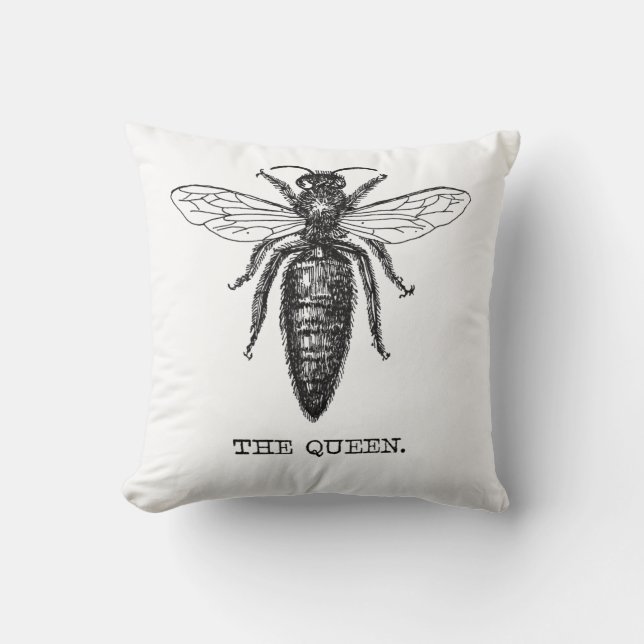Queen Bee Illustration Classic Drawing Cushion (Front)