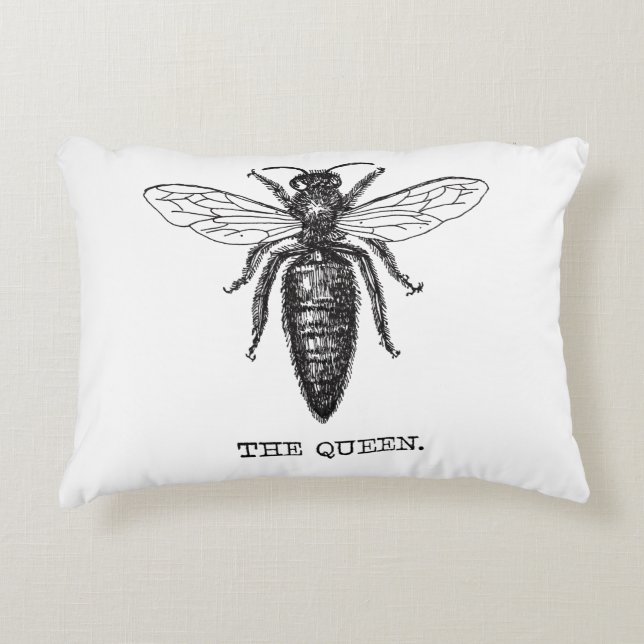 Queen Bee Illustration Classic Drawing Decorative Cushion (Front)