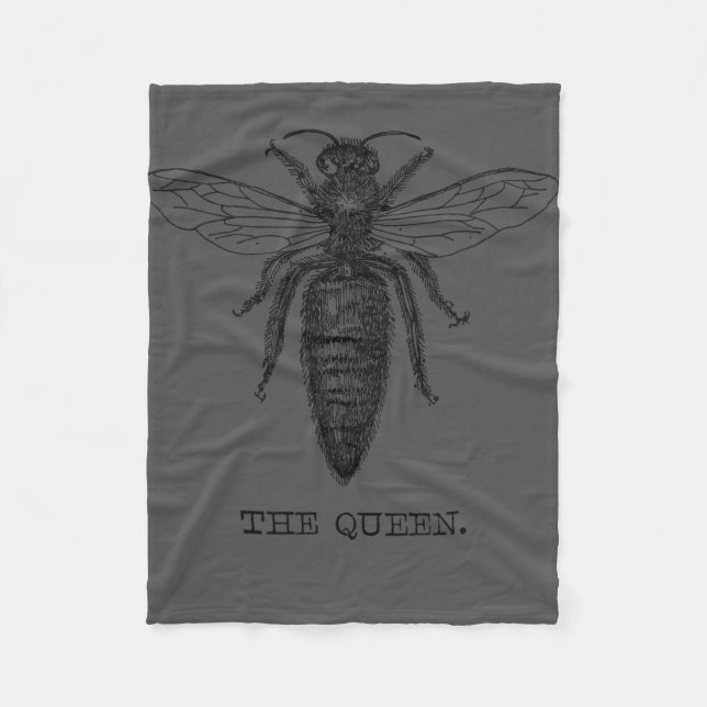 Queen Bee Illustration Classic Drawing Fleece Blanket (Front)