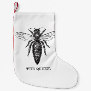 Queen Bee Illustration Classic Drawing Small Christmas Stocking