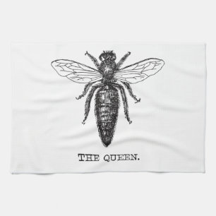 Queen Bee Illustration Classic Drawing Tea Towel