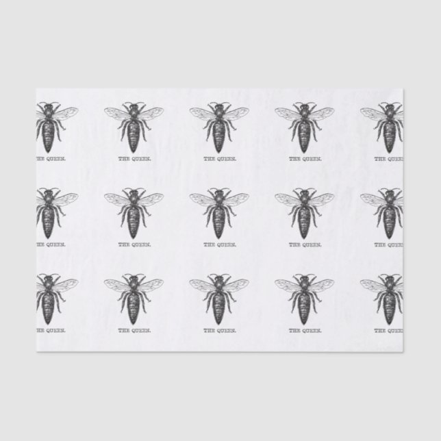 Queen Bee Illustration Classic Drawing Tissue Paper (Front)