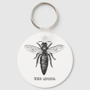 Queen Bee Illustration Vintage Key Ring