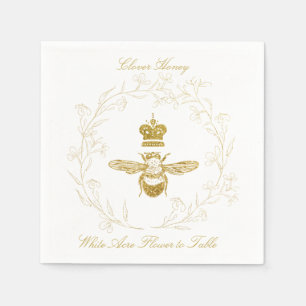 Queen Bee in a Floral Wreath Paper Napkin