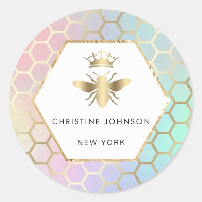 • queen bee logo classic round sticker (Front)