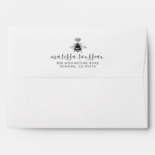 Queen Bee Logo Crown Handwritten Script Name   Envelope