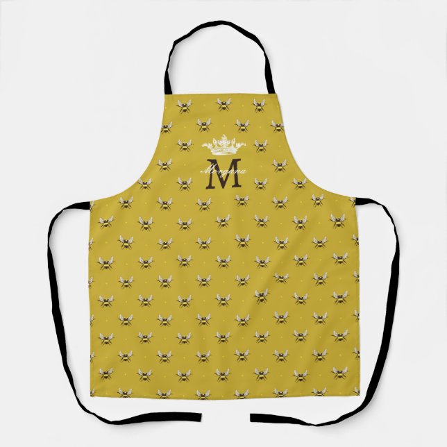 Queen Bee Modern Vintage Monogram Apron (Front)