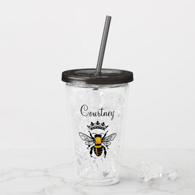 Queen Bee Monogrammed Acrylic Tumbler (Back Ice)