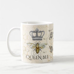 Queen Bee Mum Quote Honeycomb Monogram Coffee Mug