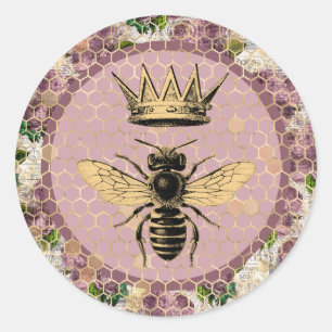 Queen Bee & Mystic Roses Classic Round Sticker