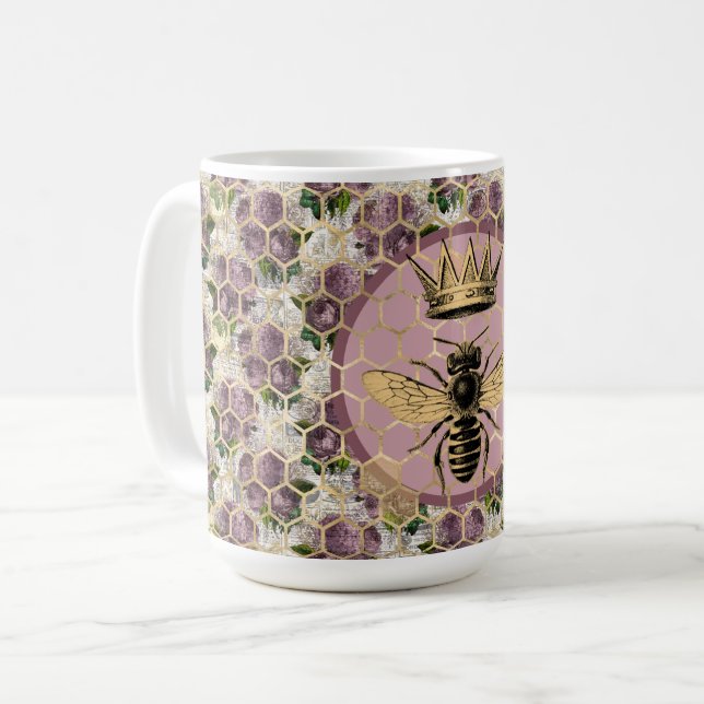 Queen Bee & Mystic Roses  Coffee Mug (Front Left)