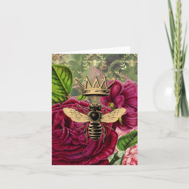 Queen Bee & Mystic Roses  Note Card (Front)