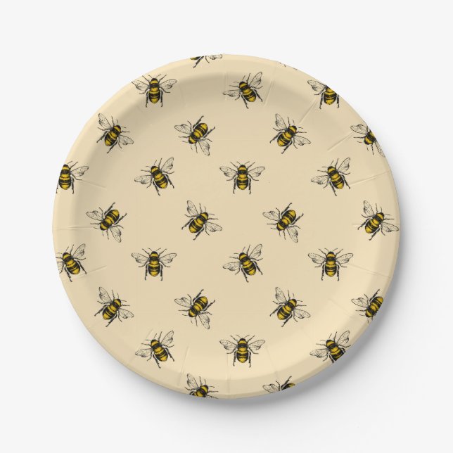 Queen Bee Pattern Paper Plate (Front)