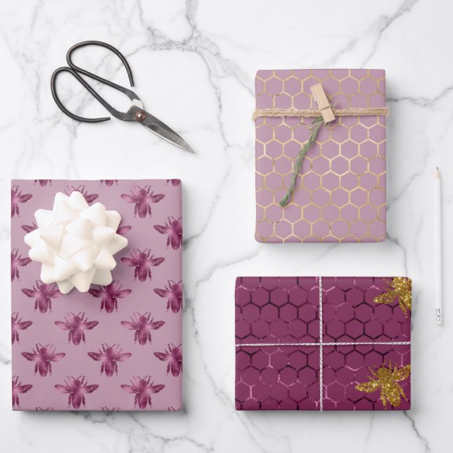 Queen Bee Pattern  Wrapping Paper Sheet (Front)