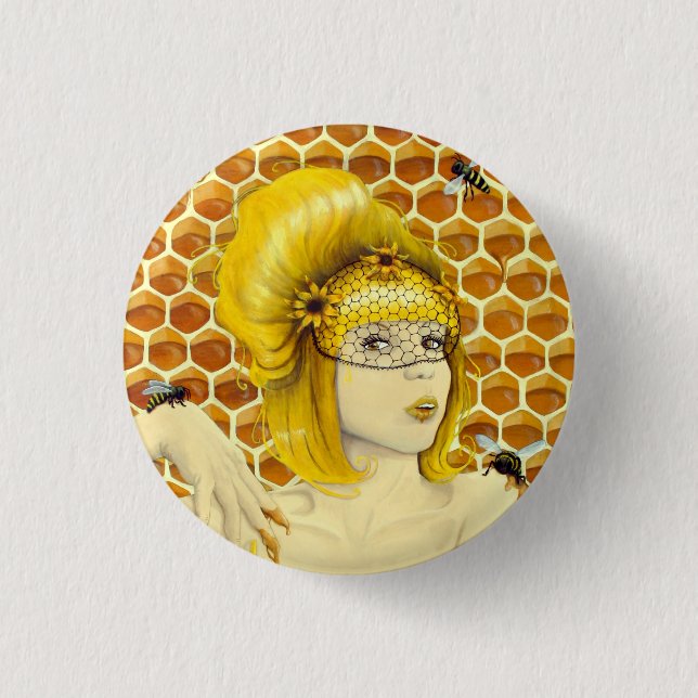 Queen Bee Pin Button - Apiphilia by Heather Rose (Front)
