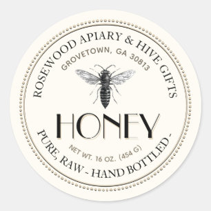 Queen Bee Raw Hand Bottled Honey Sticker