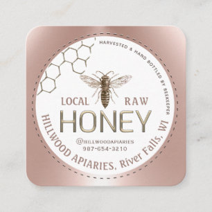 Queen Bee Rose Gold Beekeepers Apiary Honeycomb Square Business Card