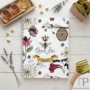 Queen Bee Royal Gold Crown Custom Notebook