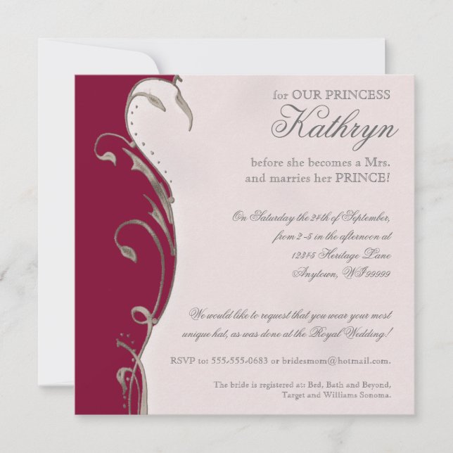 Queen Bee Royal Wedding Bridal Shower Invitation (Front)