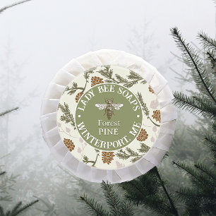 Queen Bee Soap Label with Pine Bough and Cones