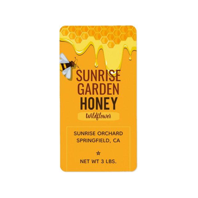 Queen Bee Vertical Honey Jar Labels (Front)