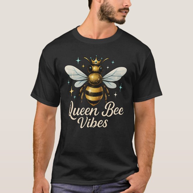 Queen Bee Vibes Gold Crown T-Shirt (Front)